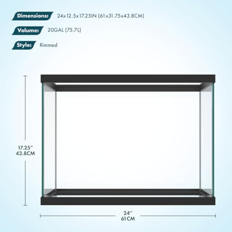 20갤런 유리 수족관 - 24 x 12.5 x 17.2 - Aquarium Xxl 리뷰 및 가격